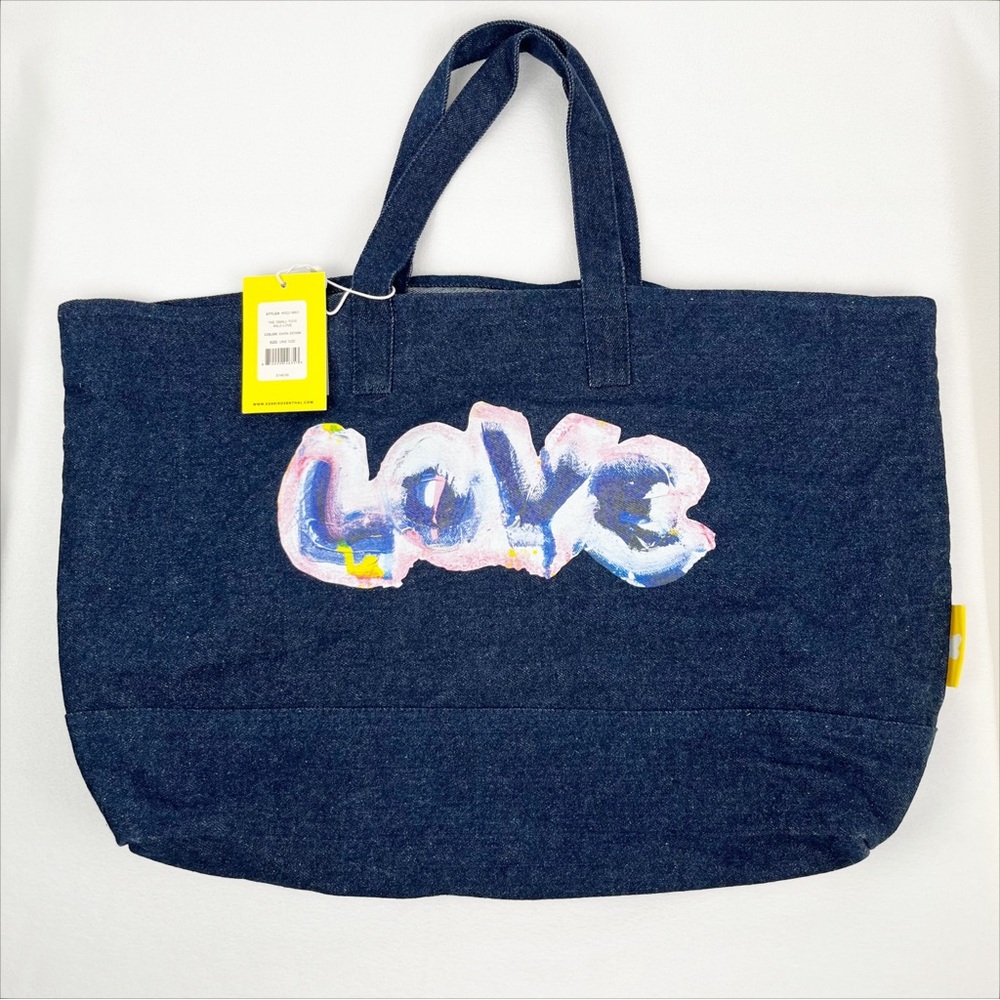 LOVE Graphic Navy Tote Bag